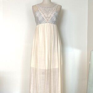 Flying Tomato Embroidered Breast Plate on White Floor-Length Dress
